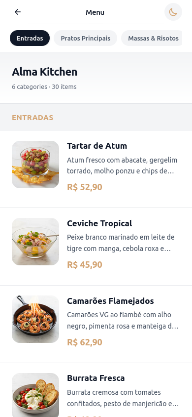 QRLink digital menu example